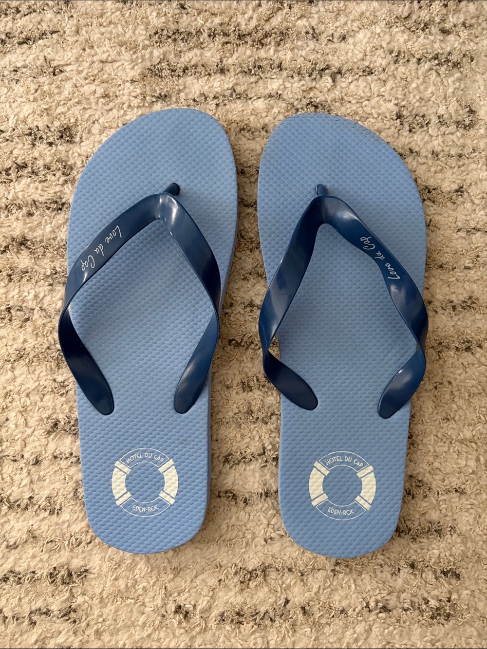 Hotel du Cap Light Blue Flip Flops with Navy Straps